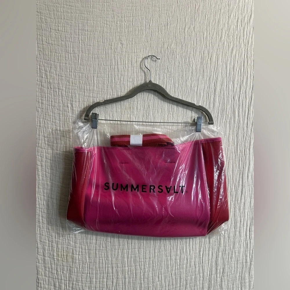 NWT Summersalt Neoprene Tote Bag Pink & Red w/ Shoulder Strap Water Resistance